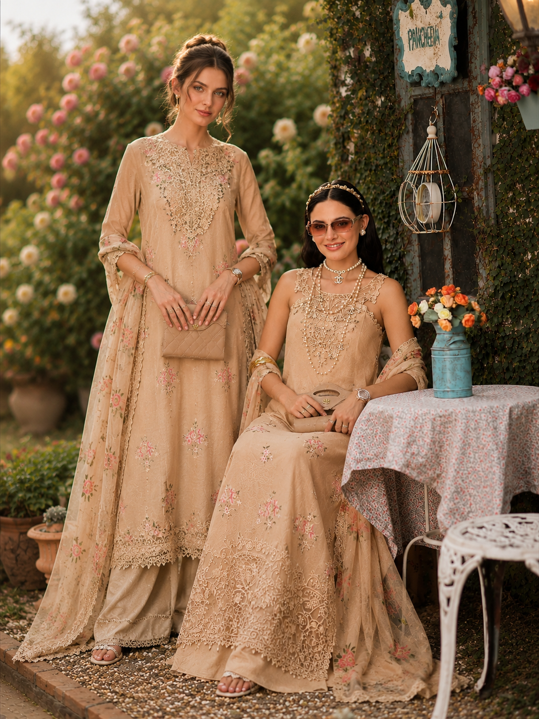 Noor by Saadia Asad | Noor Eid Printskhas 26 |D13  Blush Peach - by Libasekhas - Registered Vendor of : Noor by Saadia Asad - 100% Original Designer Dress