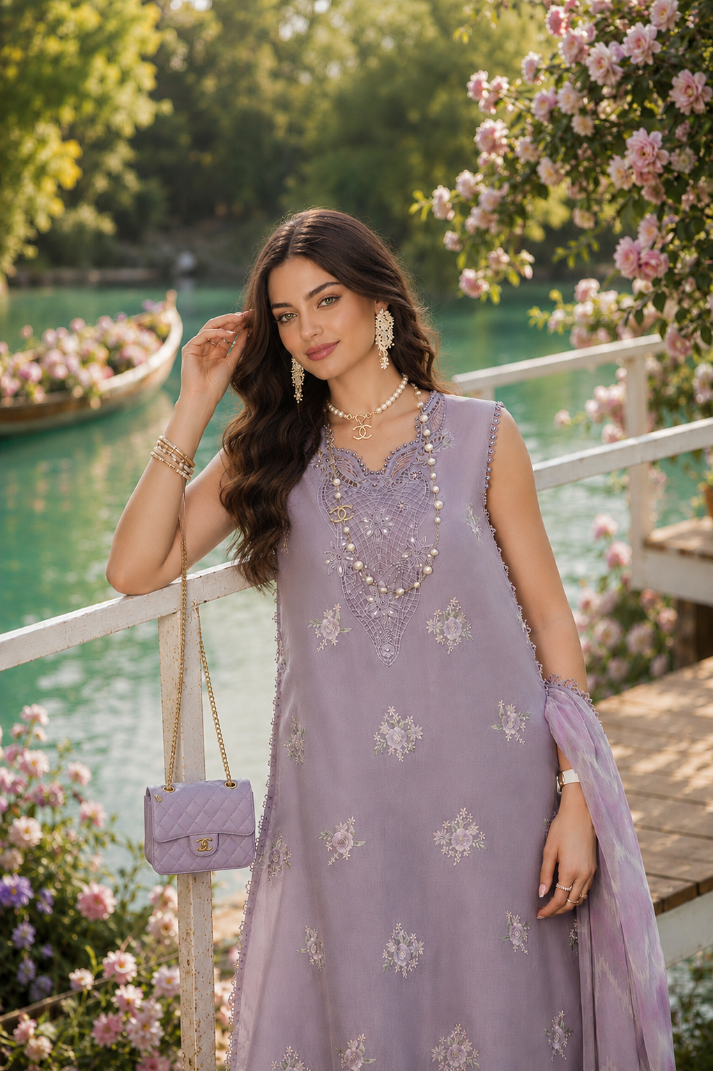 Noor by Saadia Asad | Noor Eid Printskhas 26 | D4  Lavender Lights - by Libasekhas - Registered Vendor of : Noor by Saadia Asad - 100% Original Designer Dress