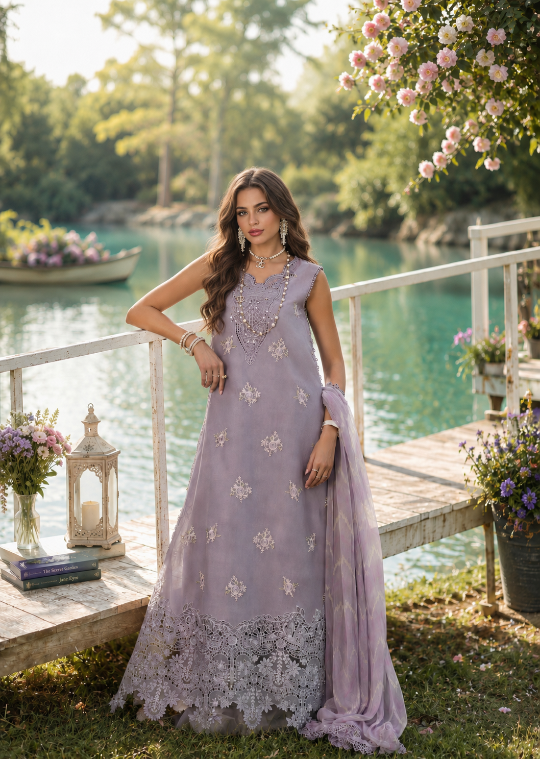 Noor by Saadia Asad | Noor Eid Printskhas 26 | D4  Lavender Lights - by Libasekhas - Registered Vendor of : Noor by Saadia Asad - 100% Original Designer Dress