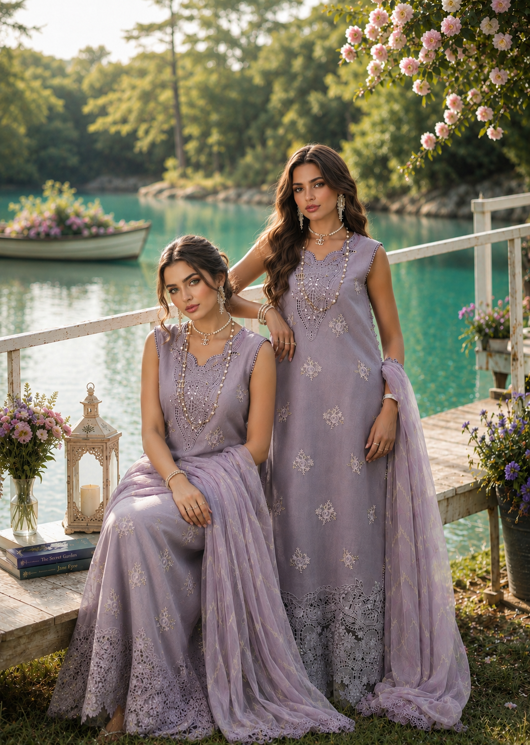 Noor by Saadia Asad | Noor Eid Printskhas 26 | D4  Lavender Lights - by Libasekhas - Registered Vendor of : Noor by Saadia Asad - 100% Original Designer Dress