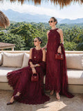 Noor by Saadia Asad | Luxury Eid Schiffli Laserkari 26 | D12 -Amalfi Rouge - by Libasekhas UK - Registered Vendor of : Noor by Saadia Asad - 100% Original Designer Dress