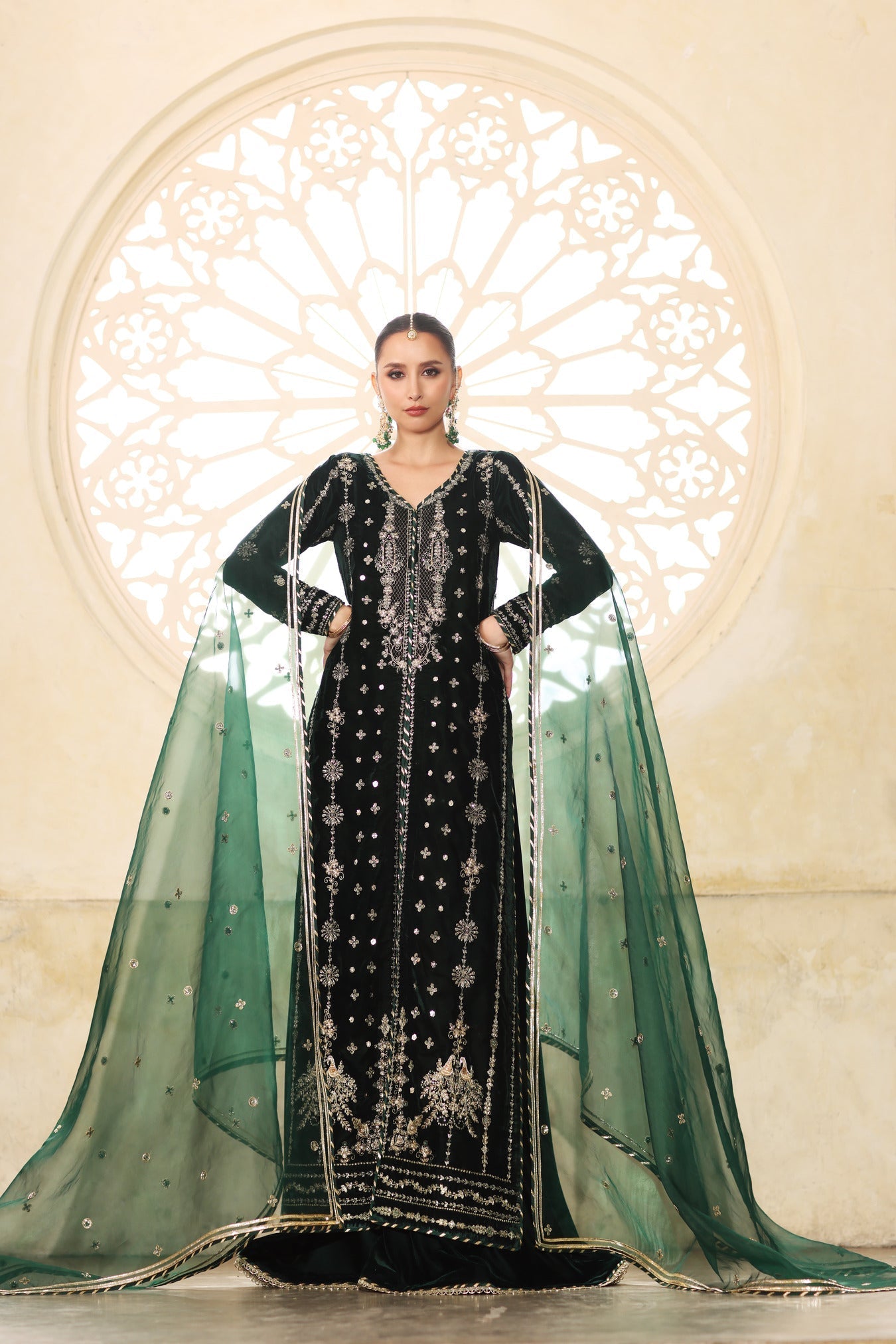 Noor by Saadia Asad | Handcrafted Velvet 25 |Zamurrud - by Libasekhas UK - Registered Vendor of : Noor by Saadia Asad - 100% Original Designer Dress
