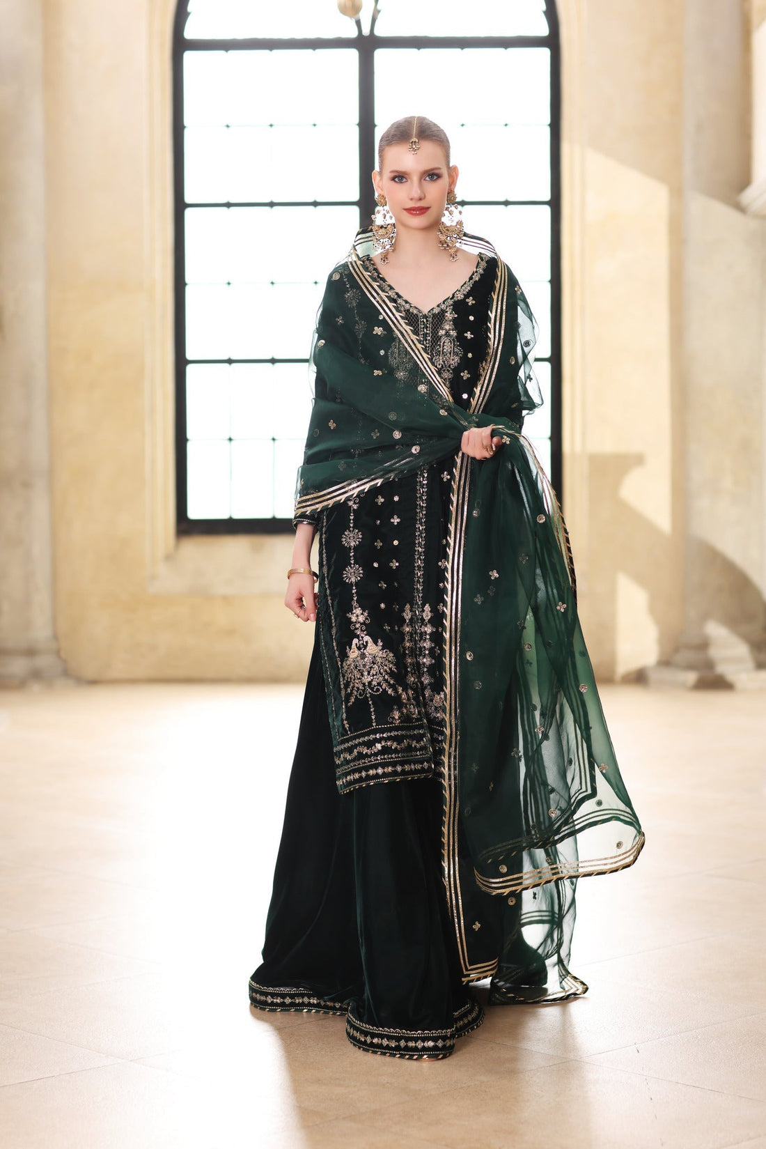 Noor by Saadia Asad | Handcrafted Velvet 25 |Zamurrud - by Libasekhas UK - Registered Vendor of : Noor by Saadia Asad - 100% Original Designer Dress