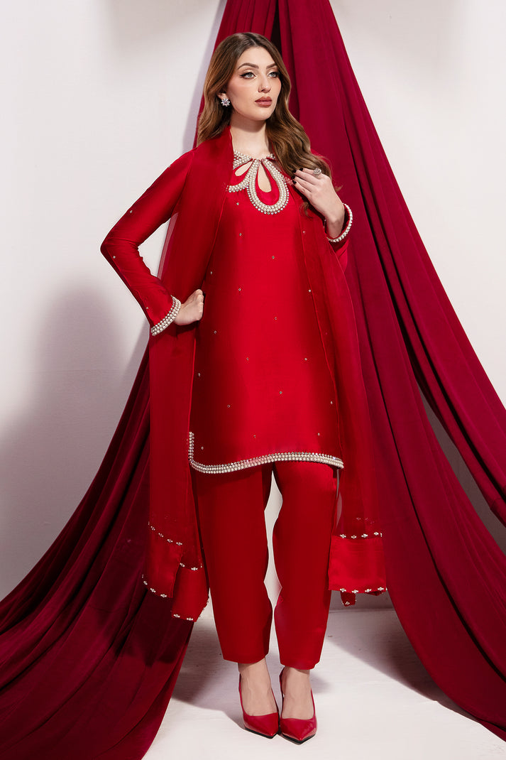 Raja Salahuddin | House of Mina | Crimson - by - Libasekhas UK - Registered Vendor of : Raja Salahuddin - 100% Original Designer Dresss