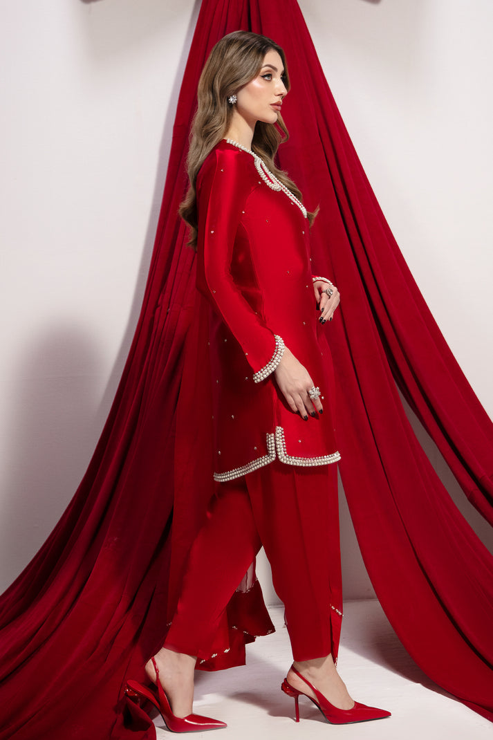 Raja Salahuddin | House of Mina | Crimson - by - Libasekhas UK - Registered Vendor of : Raja Salahuddin - 100% Original Designer Dresss