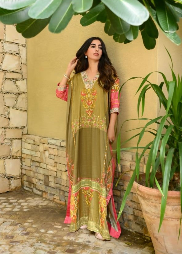 Layla Chatoor | Luxury Pret | Printed Kaftan - by Libasekhas UK - Registered Vendor of : Layla Chatoor - 100% Original Designer Dress