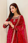 Maria B | Luxury Formals | SF-EA23-18R1-Maroon - by Libasekhas UK - Registered Vendor of : Maria B - 100% Original Designer Dress