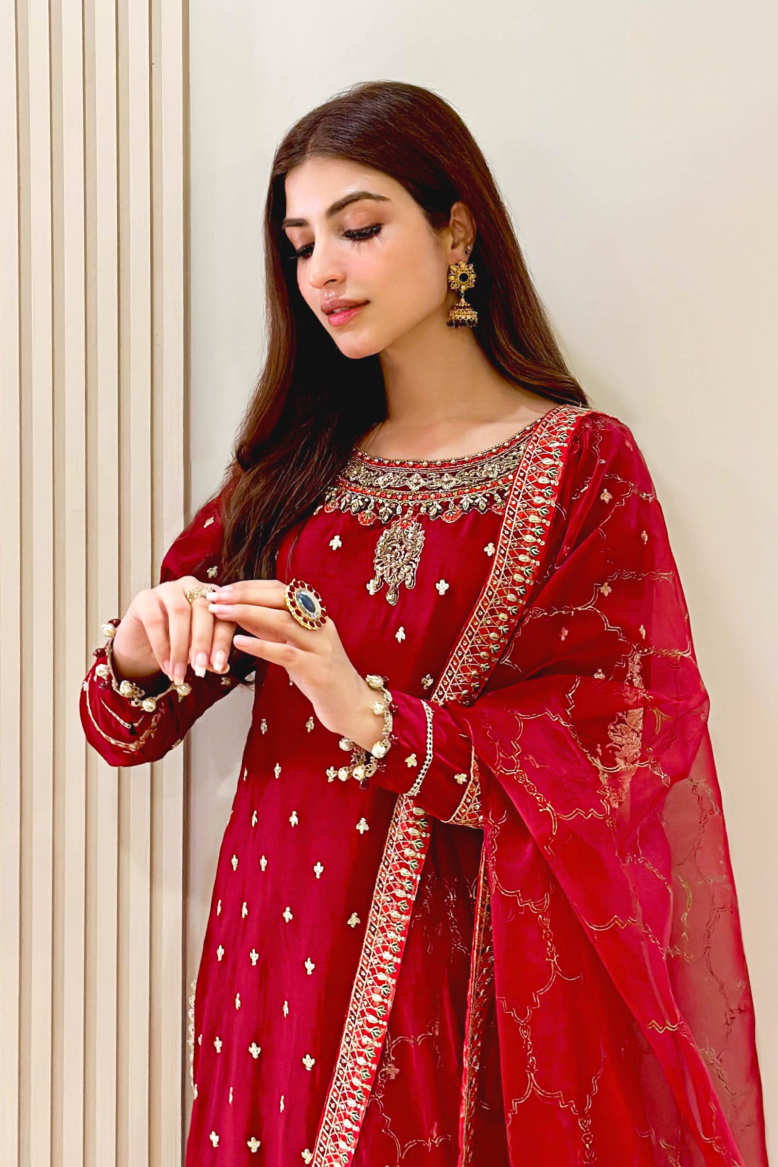 Maria B | Luxury Formals | SF-EA23-18R1-Maroon - by Libasekhas UK - Registered Vendor of : Maria B - 100% Original Designer Dress