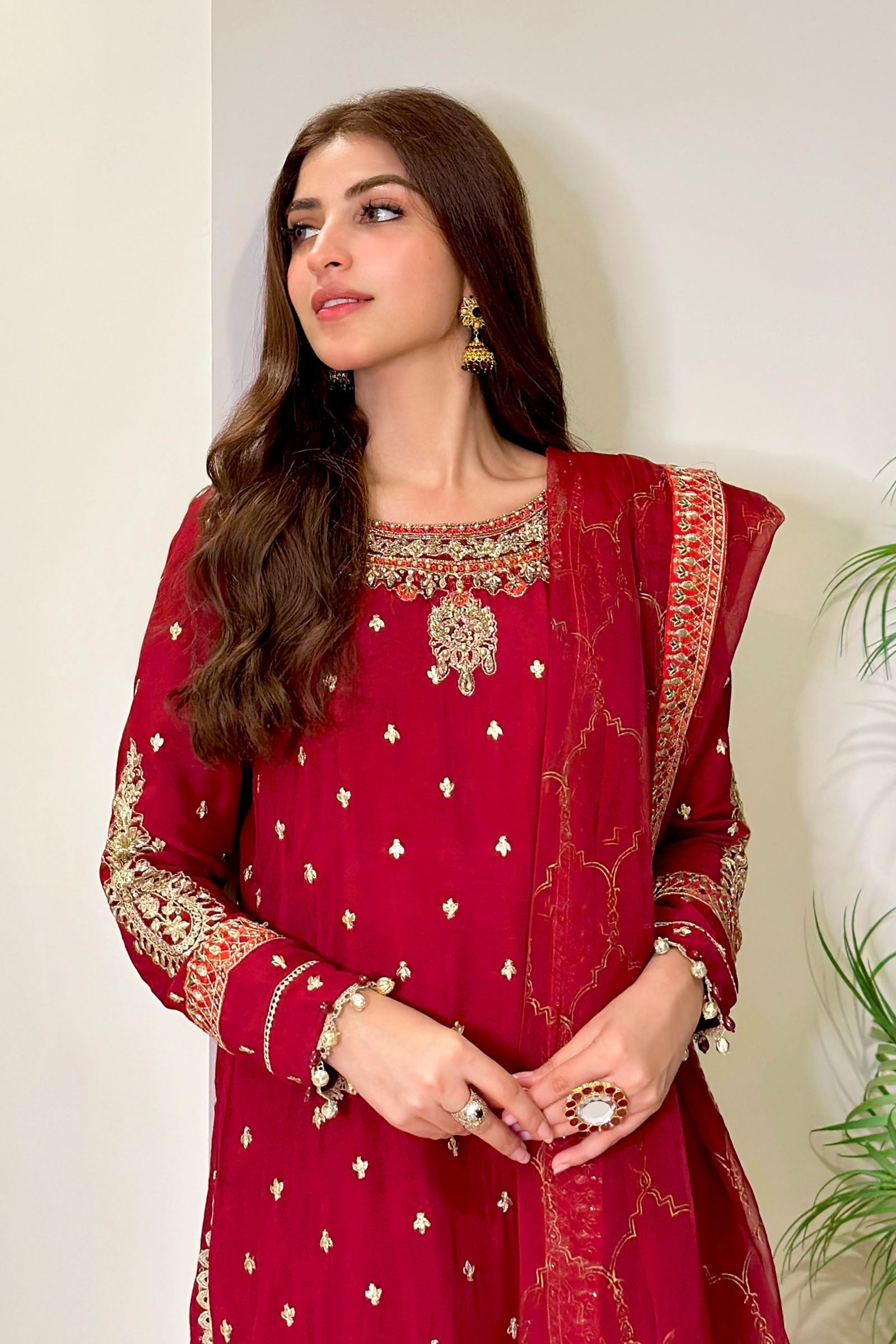 Maria B | Luxury Formals | SF-EA23-18R1-Maroon - by Libasekhas UK - Registered Vendor of : Maria B - 100% Original Designer Dress