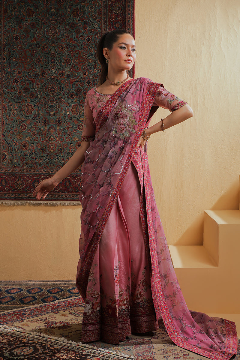 Shamaeel Ansari | Majestic Legacy | Rosewood Zari Fusion Saree - by Libasekhas UK - Registered Vendor of : Shamaeel Ansari - 100% Original Designer Dress