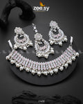 Elisa Silver Necklace - by - Libasekhas UK - Registered Vendor of : Zeesy - 100% Original Designer Dresss