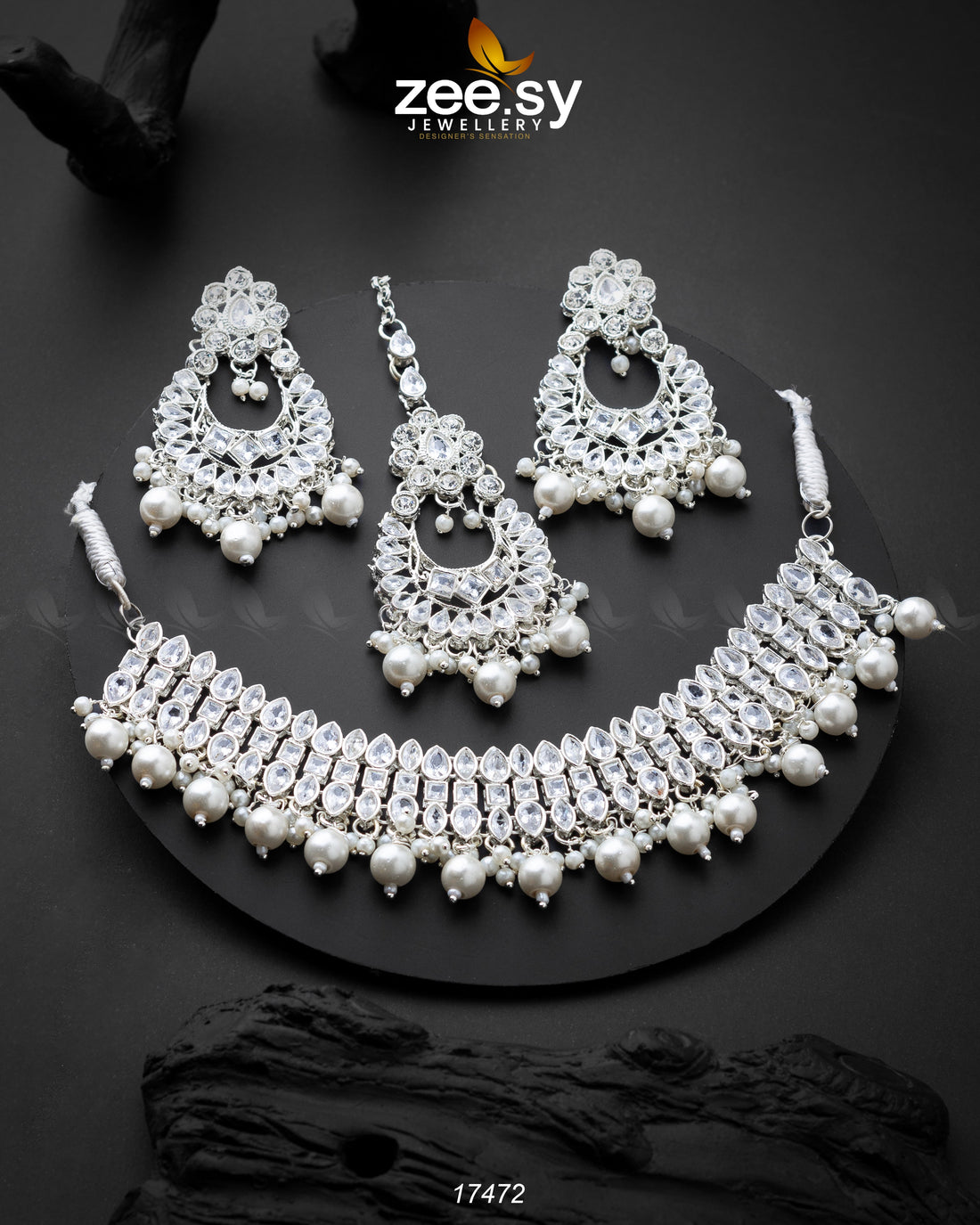 Elisa Silver Necklace - by - Libasekhas UK - Registered Vendor of : Zeesy - 100% Original Designer Dresss