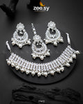 Elisa Silver Necklace - by - Libasekhas UK - Registered Vendor of : Zeesy - 100% Original Designer Dresss