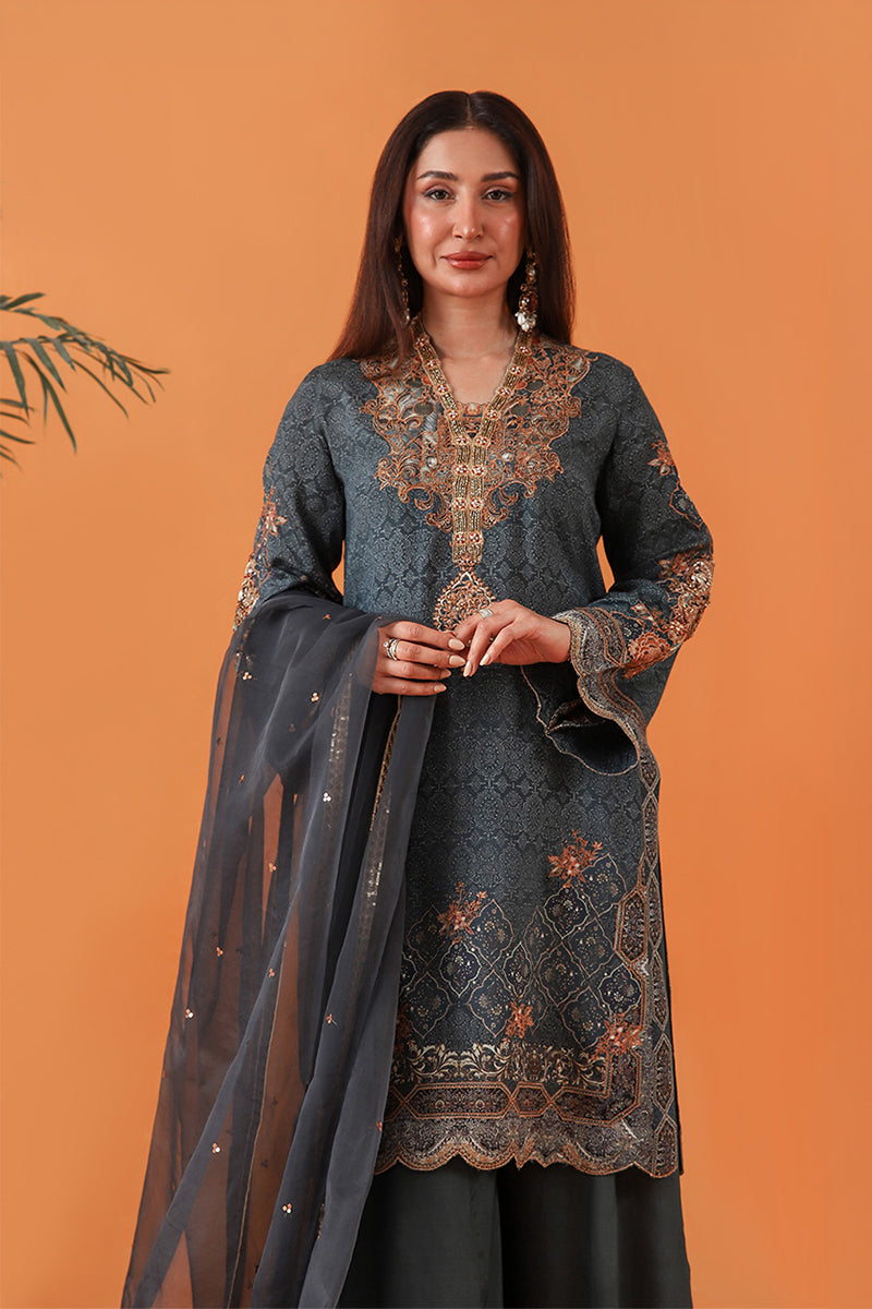 Shamaeel Ansari | Classic Luxe 26 | Imperial Teal - by Libasekhas UK - Registered Vendor of : Shamaeel Ansari - 100% Original Designer Dress