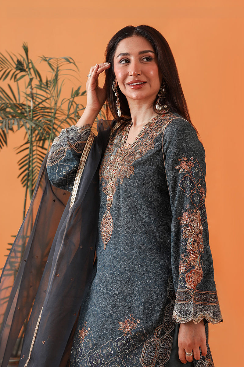 Shamaeel Ansari | Classic Luxe 26 | Imperial Teal - by Libasekhas UK - Registered Vendor of : Shamaeel Ansari - 100% Original Designer Dress