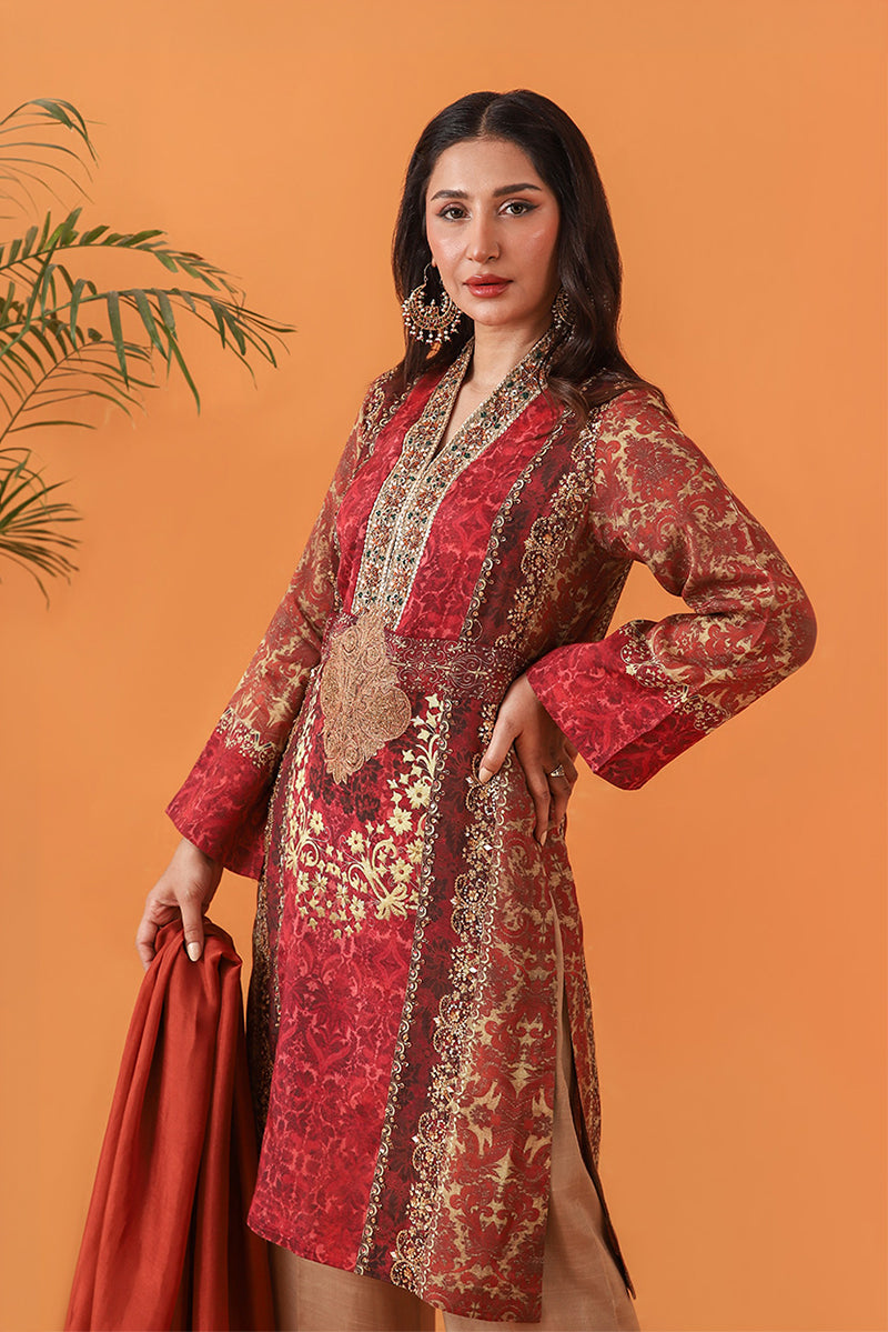 Shamaeel Ansari | Classic Luxe 26 | Scarlet - by Libasekhas UK - Registered Vendor of : Shamaeel Ansari - 100% Original Designer Dress