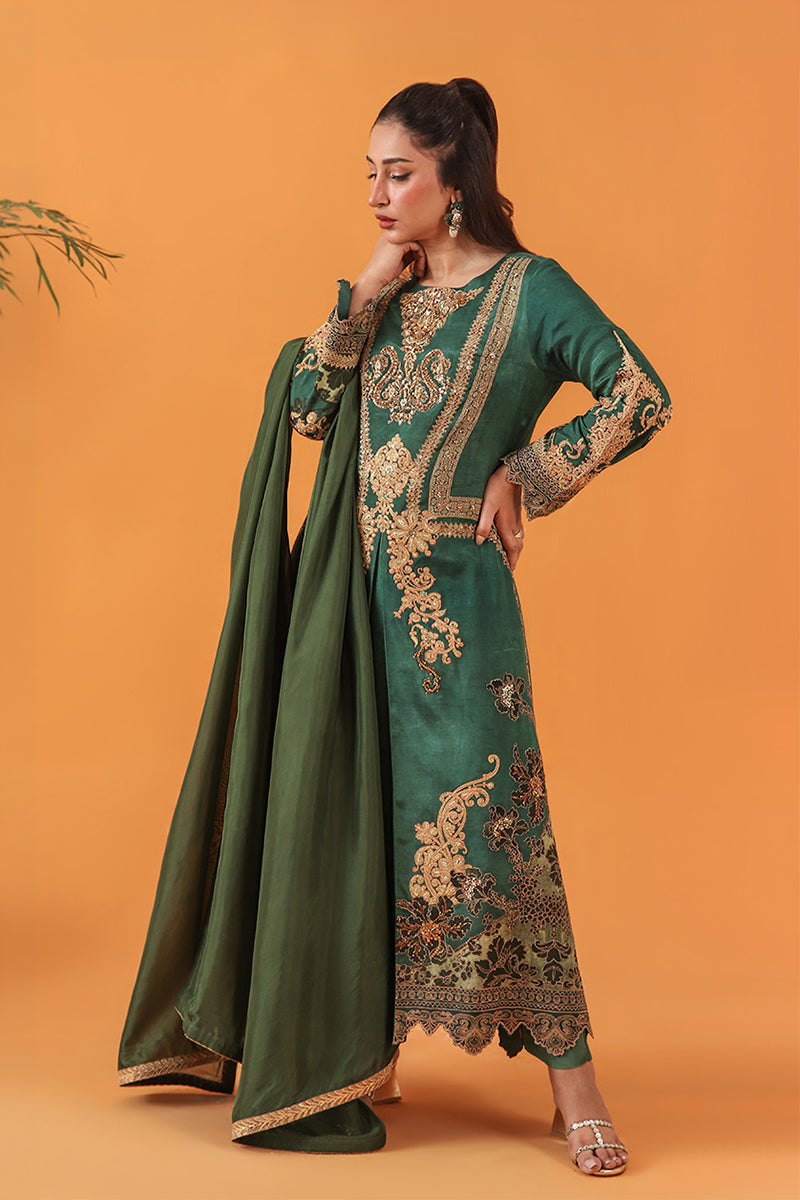 Shamaeel Ansari | Classic Luxe 26 | Emerald - by Libasekhas UK - Registered Vendor of : Shamaeel Ansari - 100% Original Designer Dress