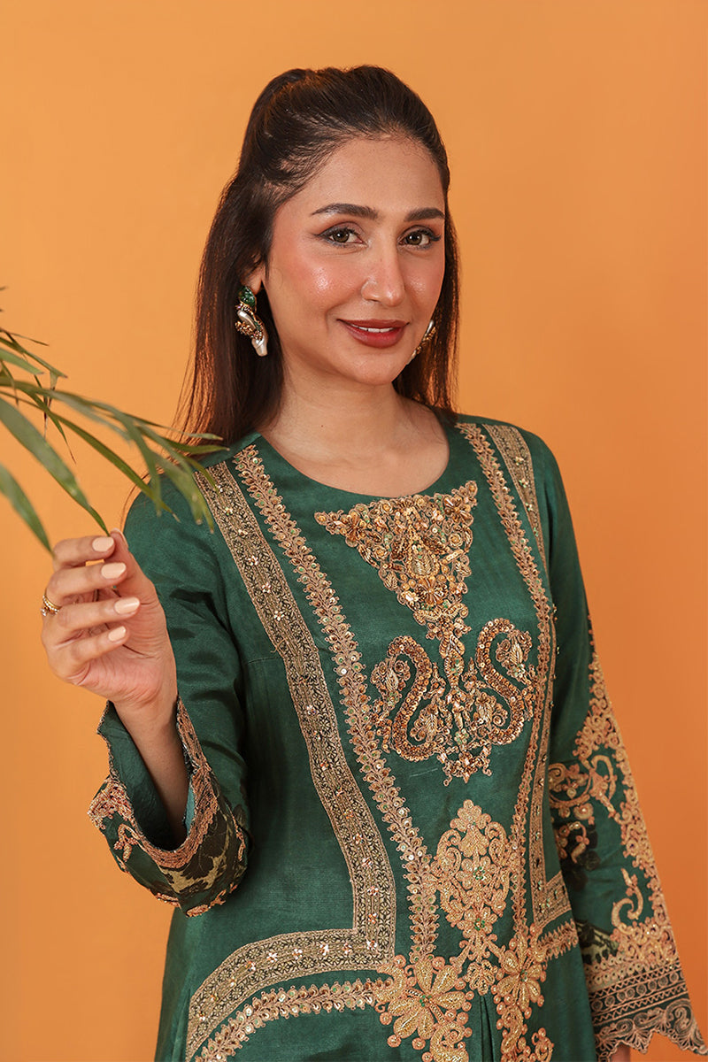 Shamaeel Ansari | Classic Luxe 26 | Emerald - by Libasekhas UK - Registered Vendor of : Shamaeel Ansari - 100% Original Designer Dress