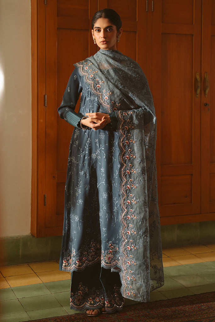 Cross Stitch | Luxe Atelier 25 | MAJESTIC TEAL - by - Libasekhas UK - Registered Vendor of : CROS - 100% Original Designer Dresss