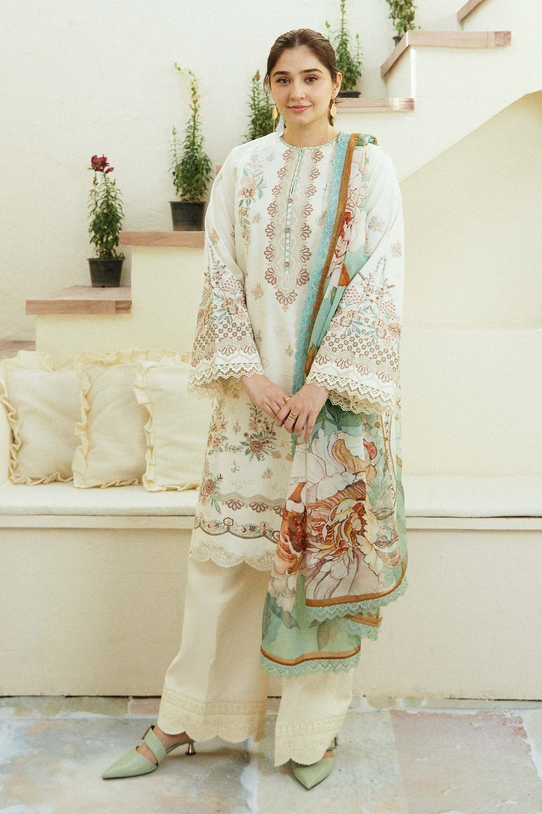 Zara Shahjahan | Coco Lawn Eid Edit 24 | IVORY-D10 - by - Libasekhas UK - Registered Vendor of : Zara Shahjahan - 100% Original Designer Dresss