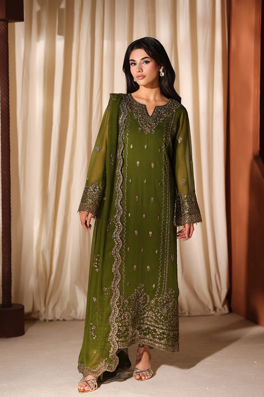 Azure | Azure Luxe | Imperial Olive - by Libasekhas UK - Registered Vendor of : Azure - 100% Original Designer Dress