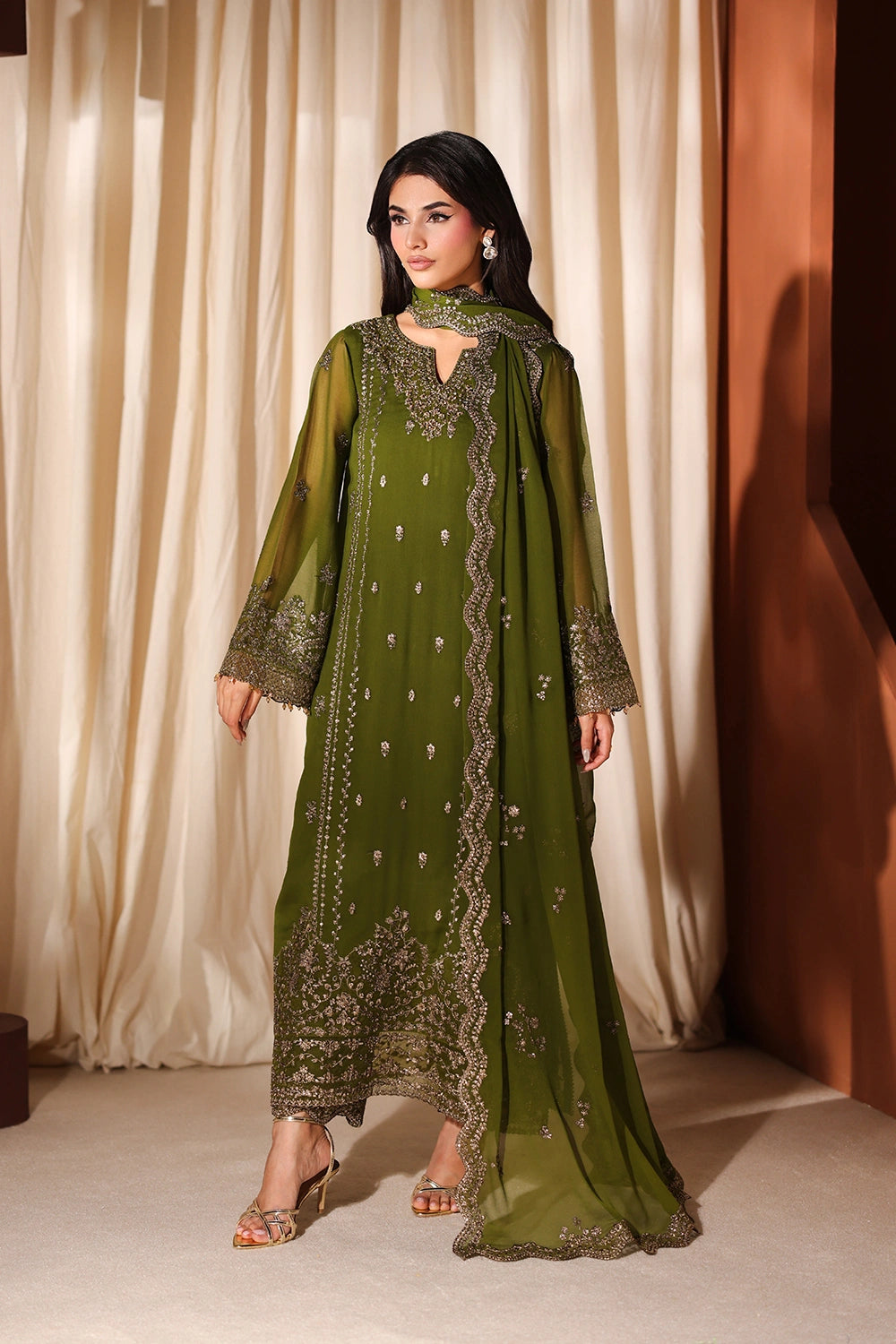 Azure | Azure Luxe | Imperial Olive - by Libasekhas UK - Registered Vendor of : Azure - 100% Original Designer Dress