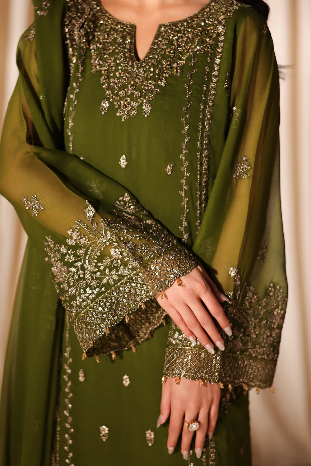 Azure | Azure Luxe | Imperial Olive - by Libasekhas UK - Registered Vendor of : Azure - 100% Original Designer Dress