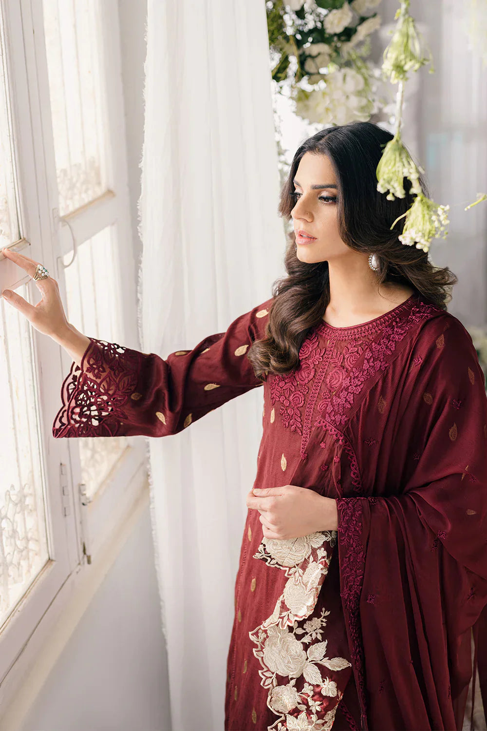 Azure | Ensembles Embroidered Formals | Imperial Wine - by - Libasekhas UK - Registered Vendor of : Azure - 100% Original Designer Dresss