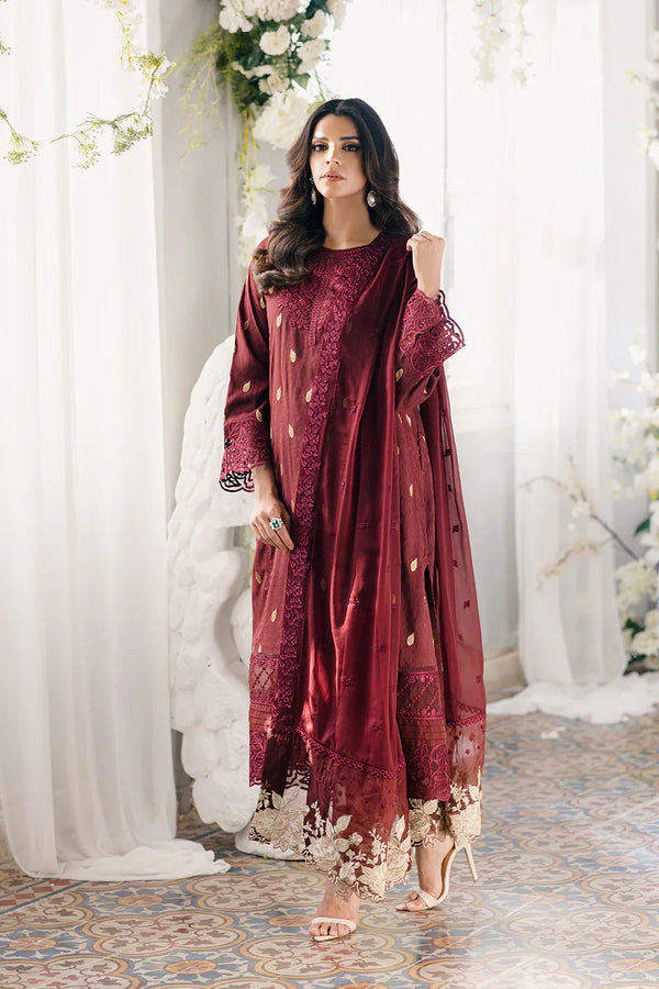 Azure | Ensembles Embroidered Formals | Imperial Wine - by - Libasekhas UK - Registered Vendor of : Azure - 100% Original Designer Dresss