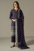 Cross Stitch | Chikankari Lawn 25 | INDIGO ROYAL - by - Libasekhas UK - Registered Vendor of : Cross Stitch - 100% Original Designer Dresss