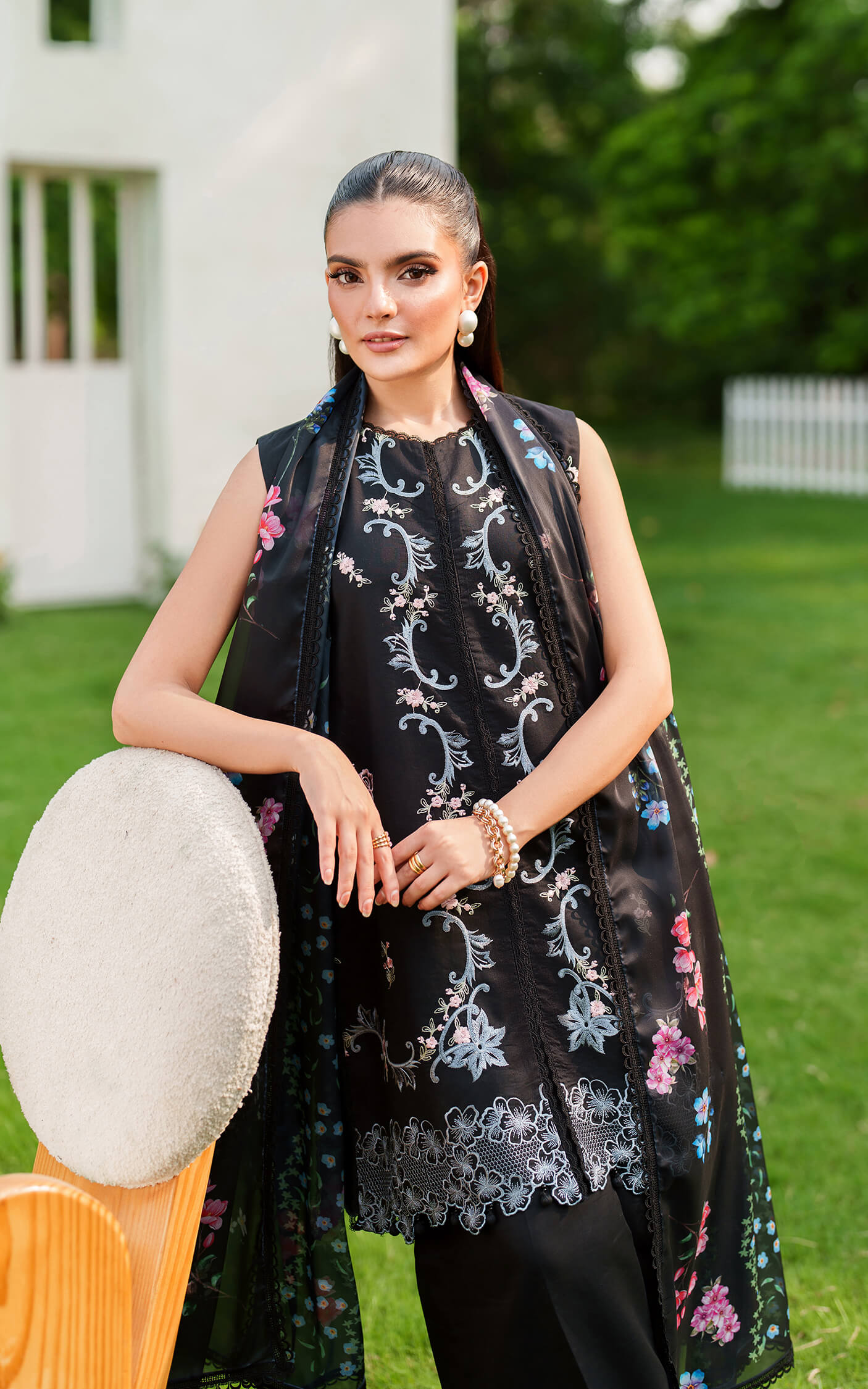 Asifa and Nabeel | Eden Cambric 25 | Ink Blossom ECU25-02 - by Libasekhas UK - Registered Vendor of : Asifa and Nabeel - 100% Original Designer Dress