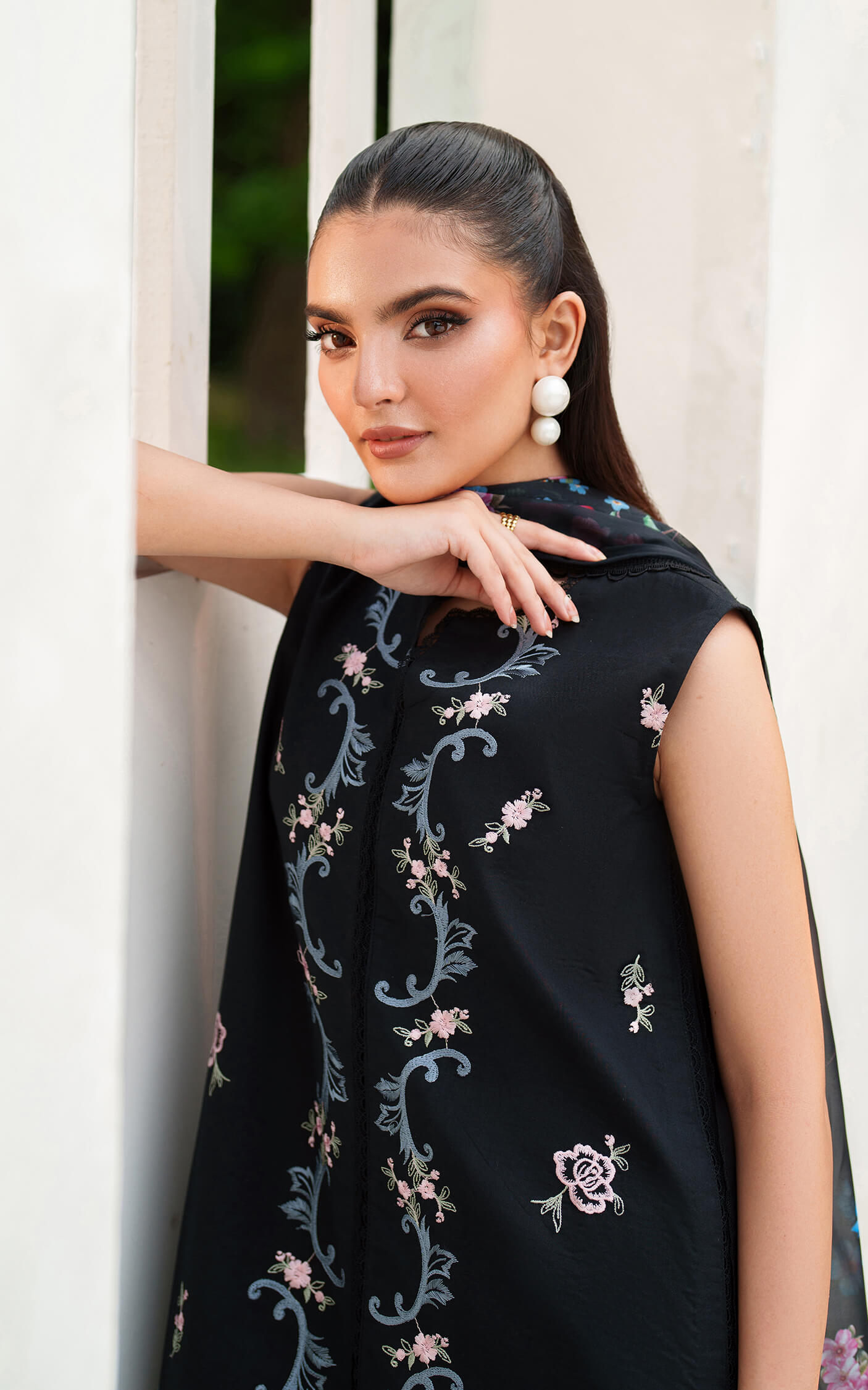 Asifa and Nabeel | Eden Cambric 25 | Ink Blossom ECU25-02 - by Libasekhas UK - Registered Vendor of : Asifa and Nabeel - 100% Original Designer Dress