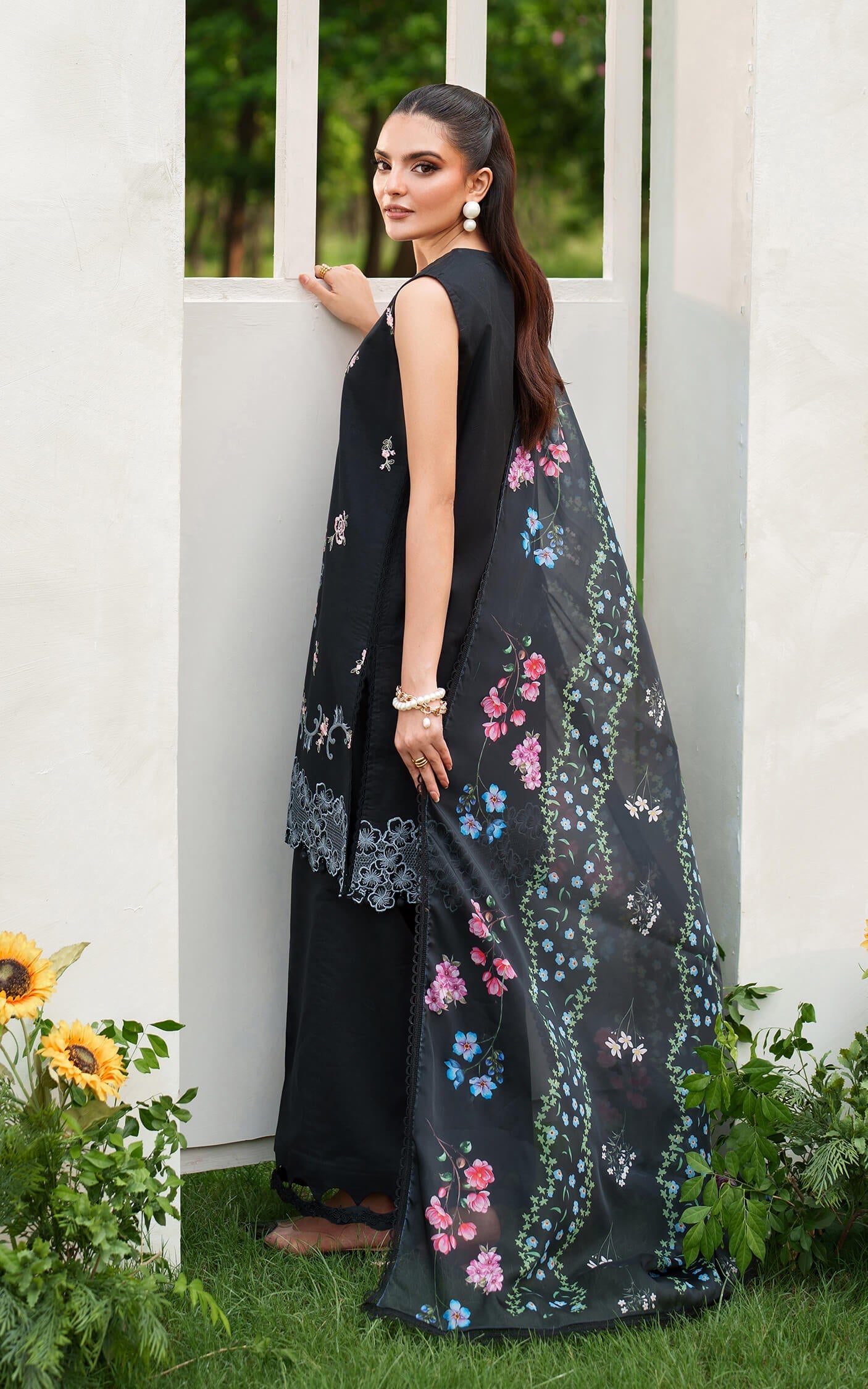 Asifa and Nabeel | Eden Cambric 25 | Ink Blossom ECU25-02 - by Libasekhas UK - Registered Vendor of : Asifa and Nabeel - 100% Original Designer Dress