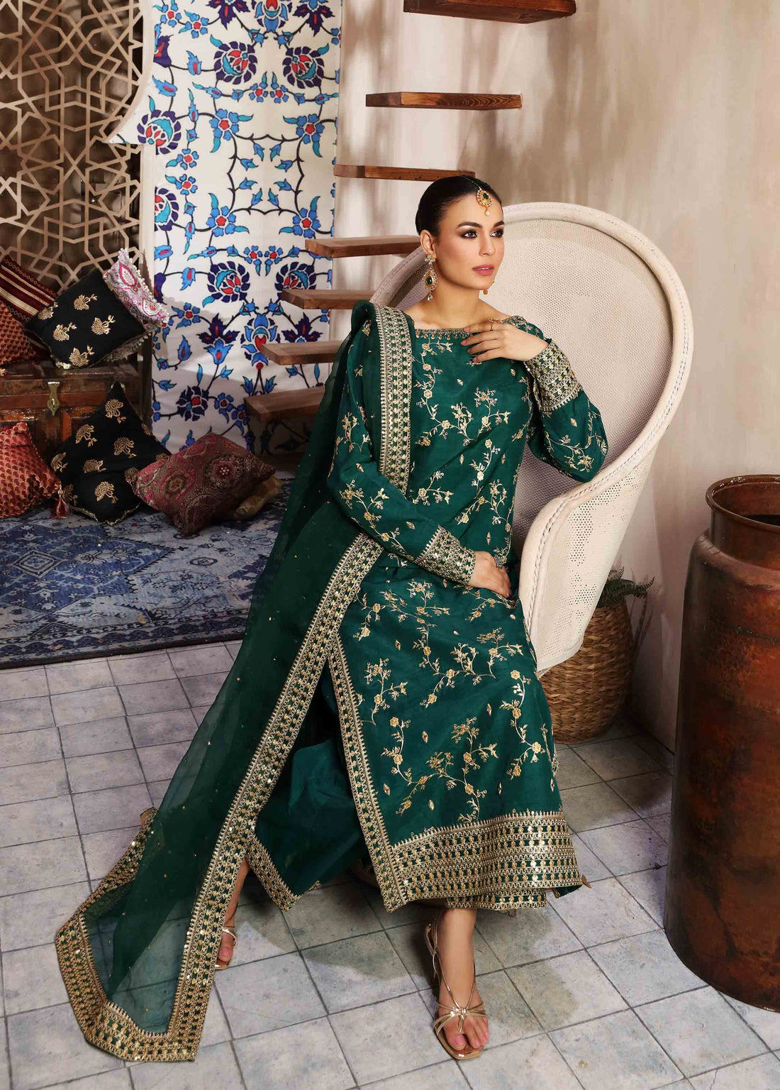 Waqas Shah | Ishq Naama | GREEN ROSE - by - Libasekhas UK - Registered Vendor of : Waqas Shah - 100% Original Designer Dresss