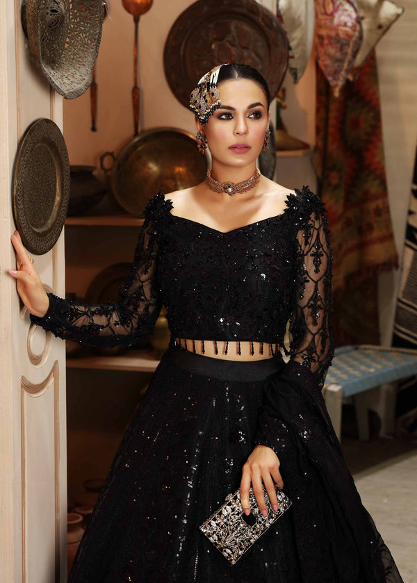 Waqas Shah | Ishq Naama | Black Blossom - by - Libasekhas UK - Registered Vendor of : Waqas Shah - 100% Original Designer Dresss
