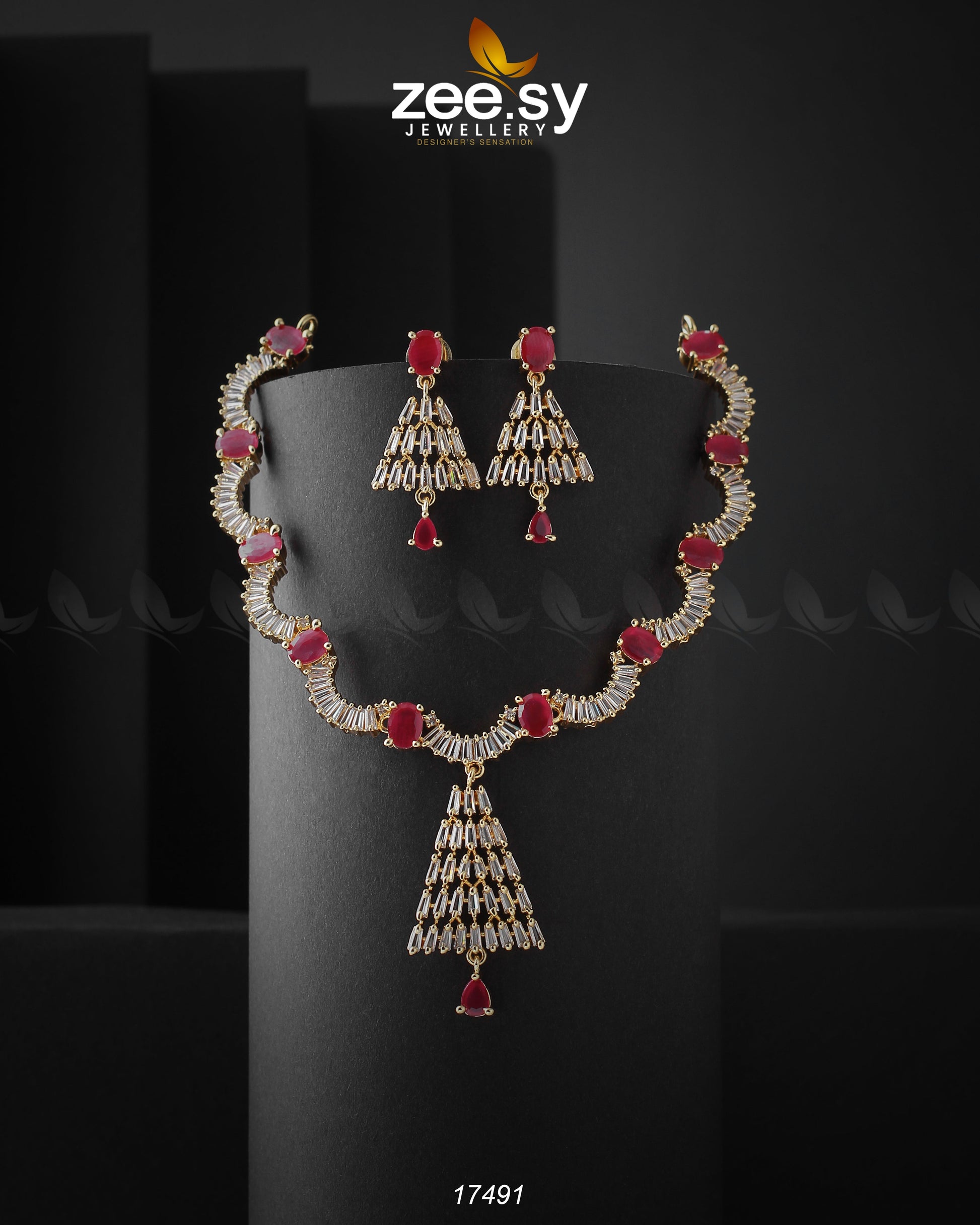 Italian Zircon Necklace - by - Libasekhas UK - Registered Vendor of : Zeesy - 100% Original Designer Dresss