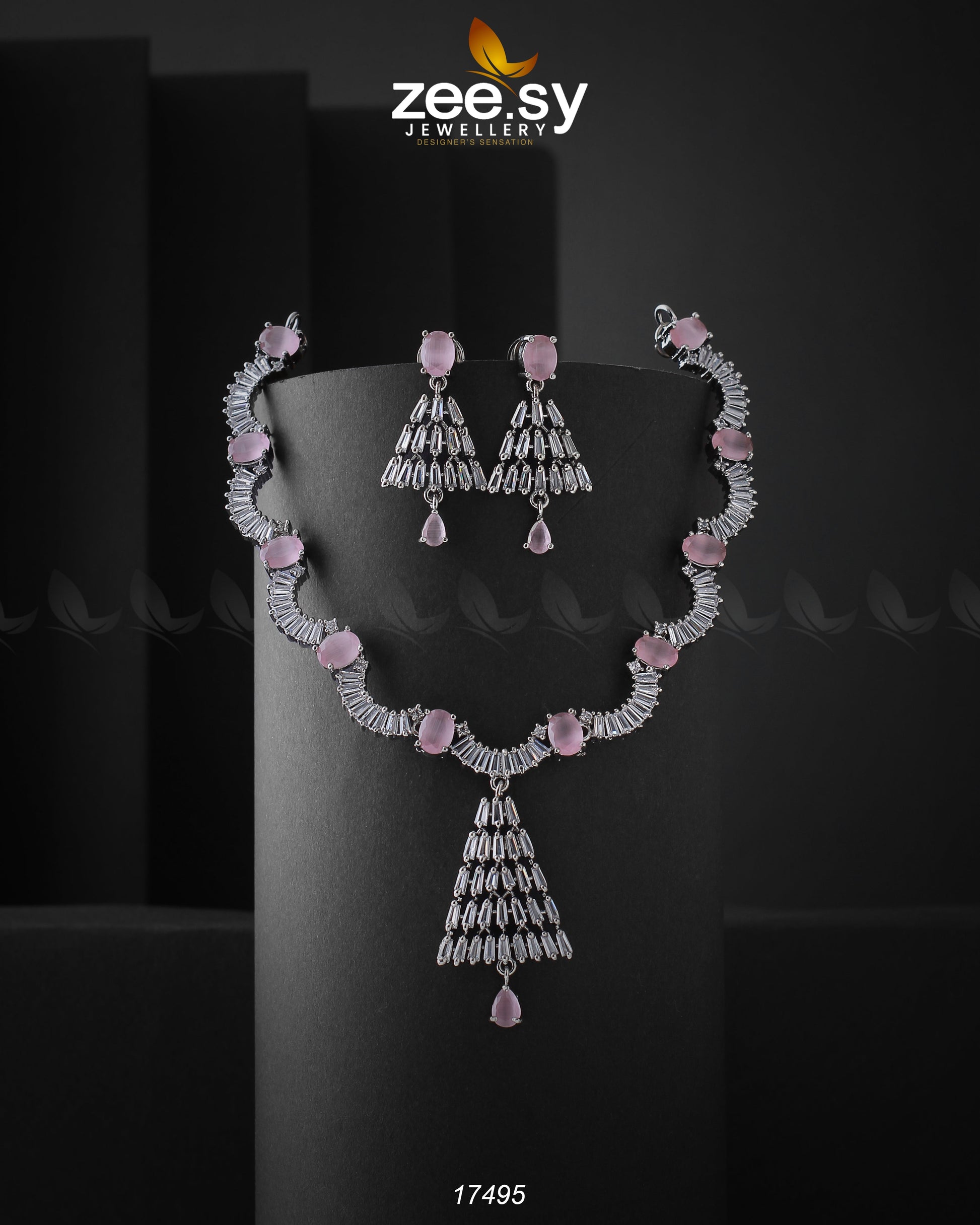 Italian Zircon Necklace - by - Libasekhas UK - Registered Vendor of : Zeesy - 100% Original Designer Dresss