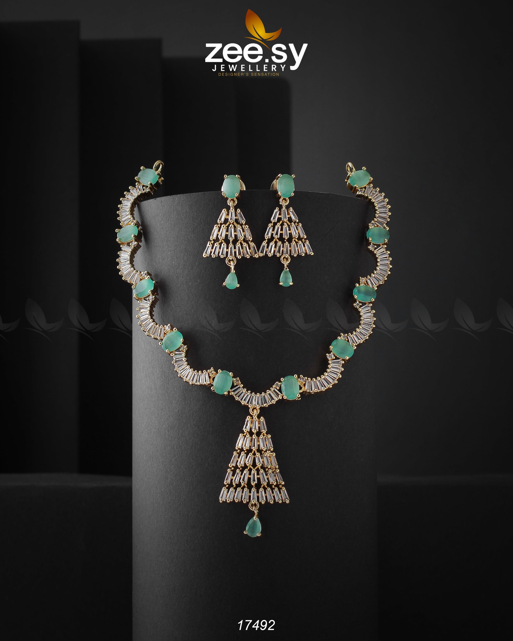 Italian Zircon Necklace - by - Libasekhas UK - Registered Vendor of : Zeesy - 100% Original Designer Dresss