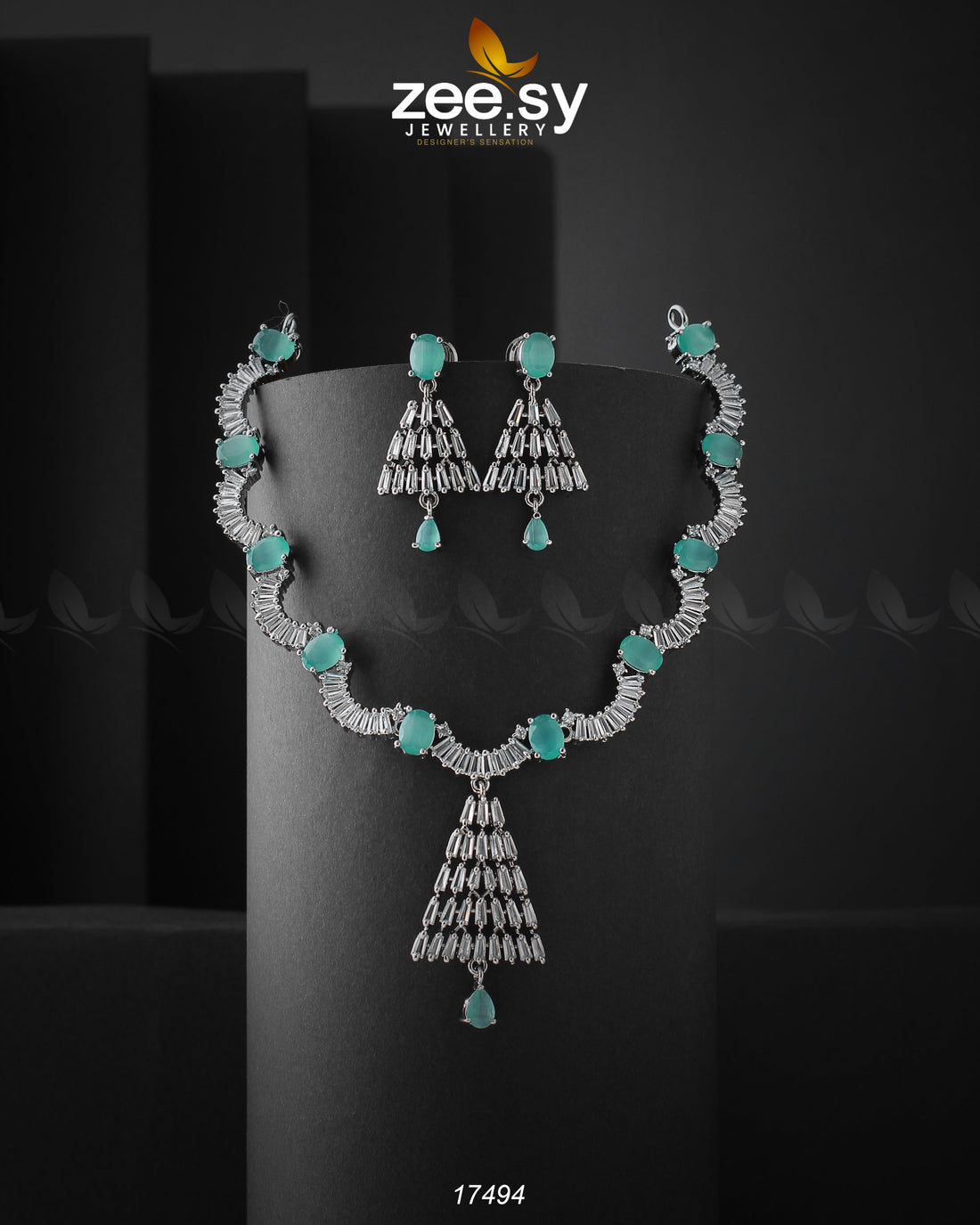 Italian Zircon Necklace - by - Libasekhas UK - Registered Vendor of : Zeesy - 100% Original Designer Dresss