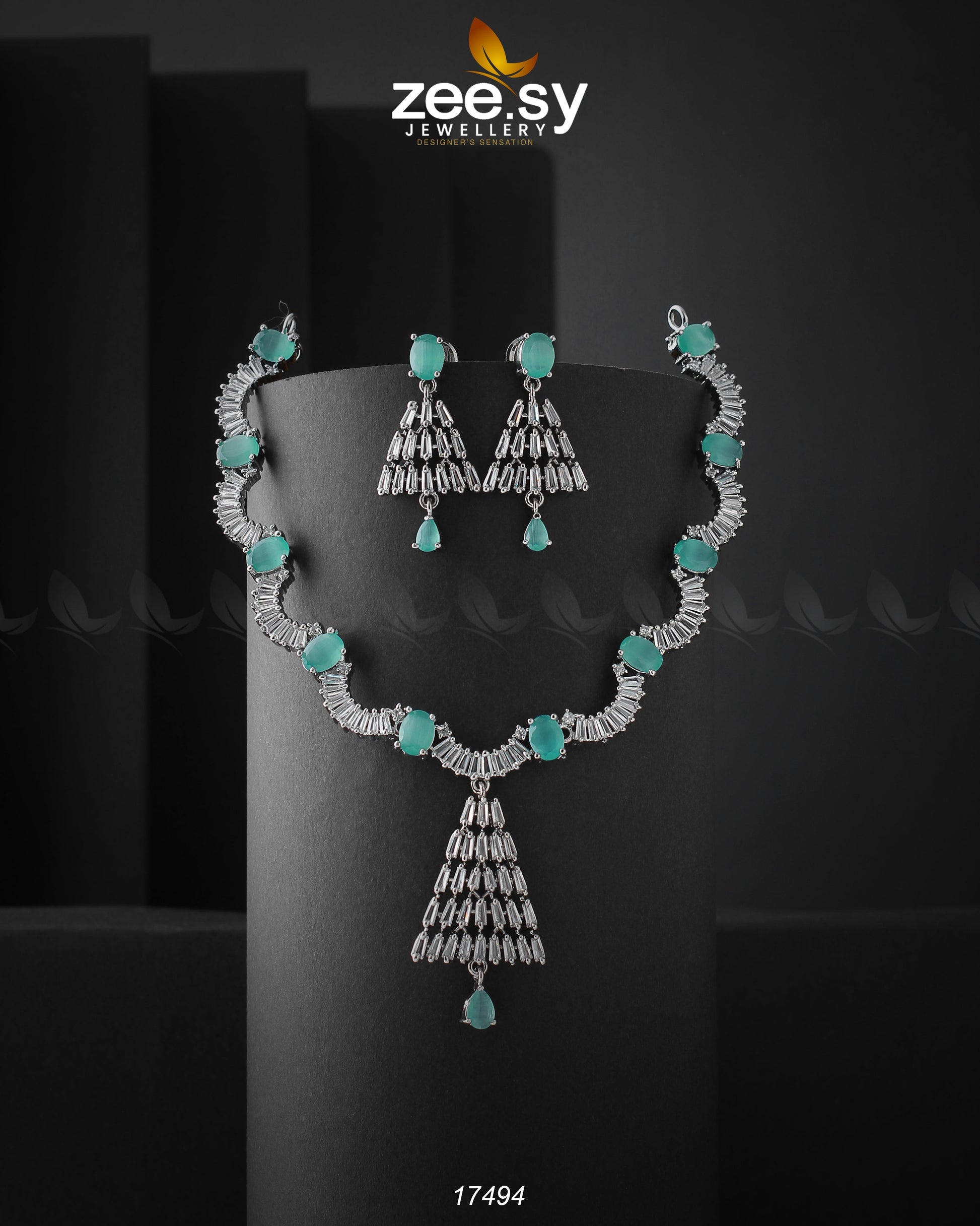 Italian Zircon Necklace - by - Libasekhas UK - Registered Vendor of : Zeesy - 100% Original Designer Dresss