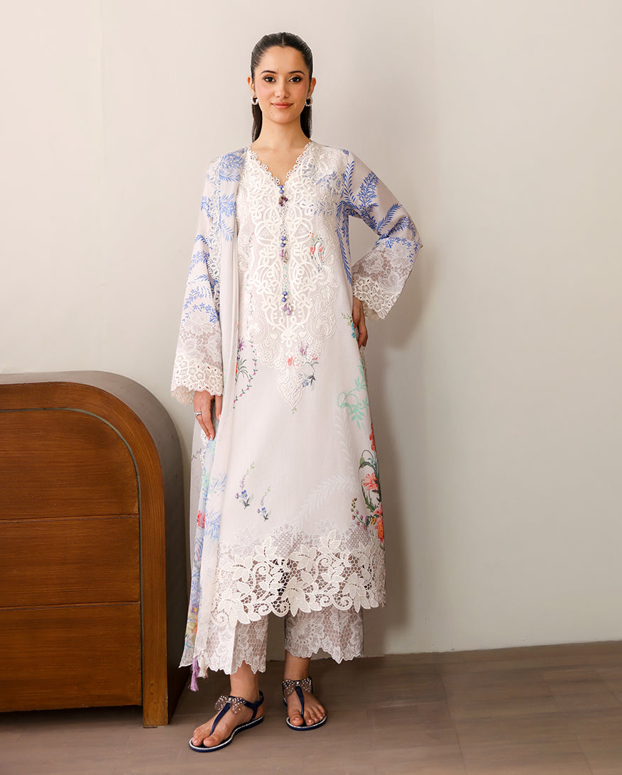 Roheenaz | Sunlit Tales Printed Embroidered Edit | Ivory Gleam - by Libasekhas - Registered Vendor of : Roheenaz - 100% Original Designer Dress