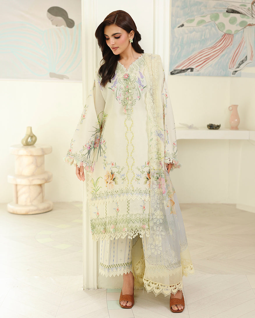 Roheenaz | Petals in Print | Ivory Sonata - by Libasekhas UK - Registered Vendor of : Roheenaz - 100% Original Designer Dress
