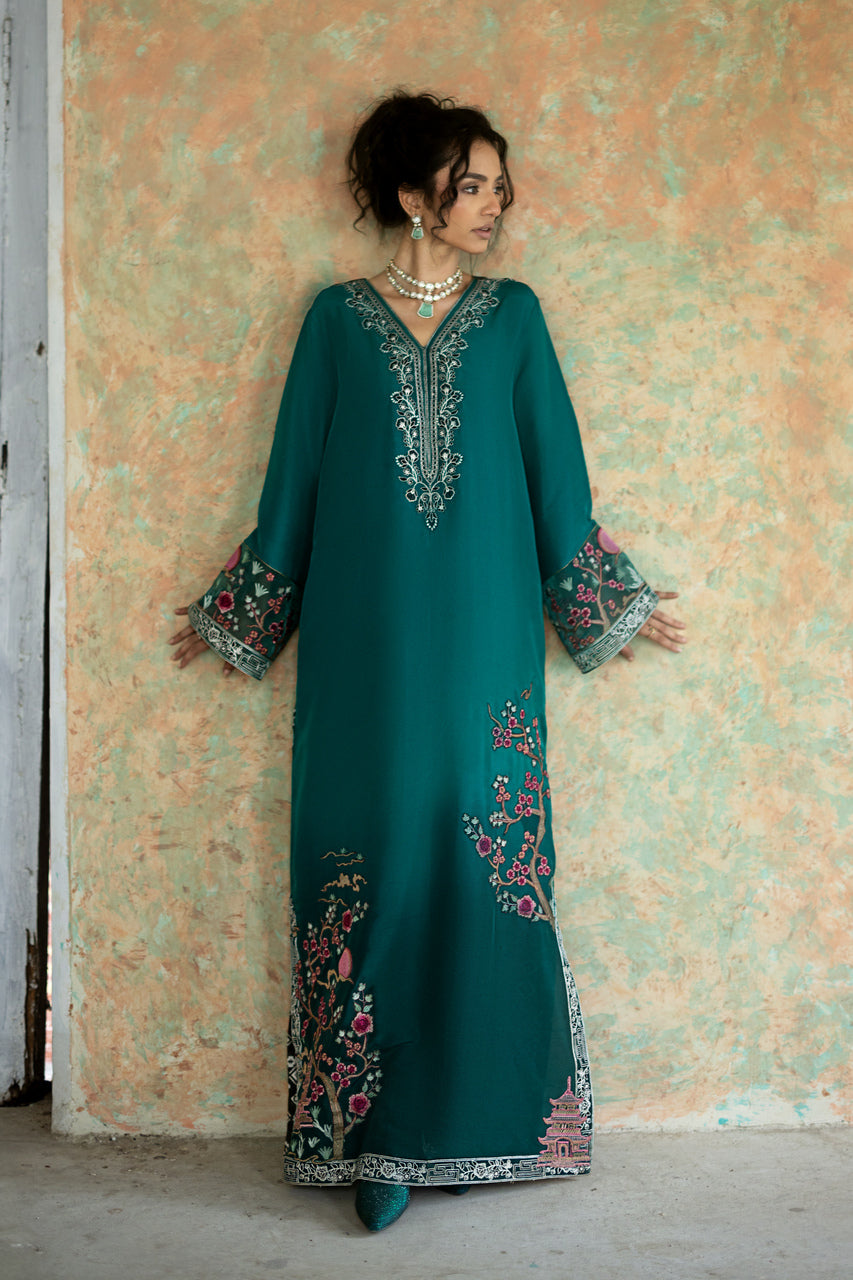 Zainab Chottani | Summer Edition 26 | Jade Muse Kaftan - by Libasekhas UK - Registered Vendor of : Zainab Chottani - 100% Original Designer Dress
