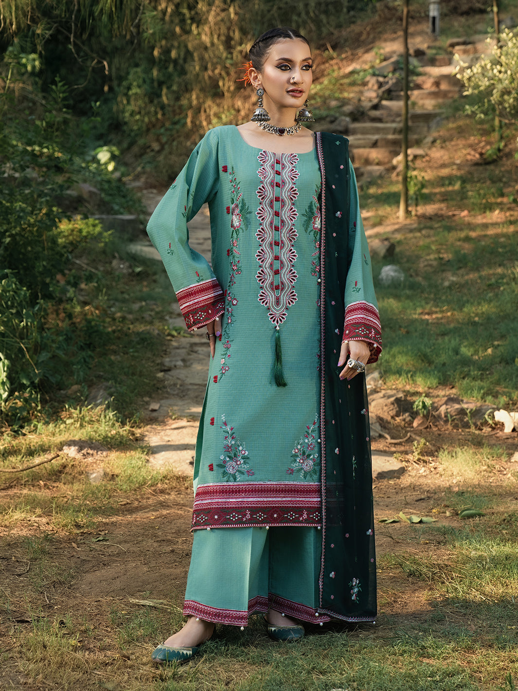 Hemstitch | The Garden Lawn | Jade - by Libasekhas UK - Registered Vendor of : Hemstitch - 100% Original Designer Dress