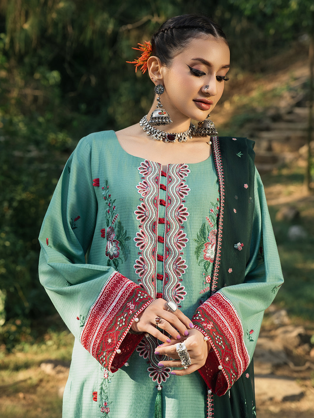 Hemstitch | The Garden Lawn | Jade - by Libasekhas UK - Registered Vendor of : Hemstitch - 100% Original Designer Dress