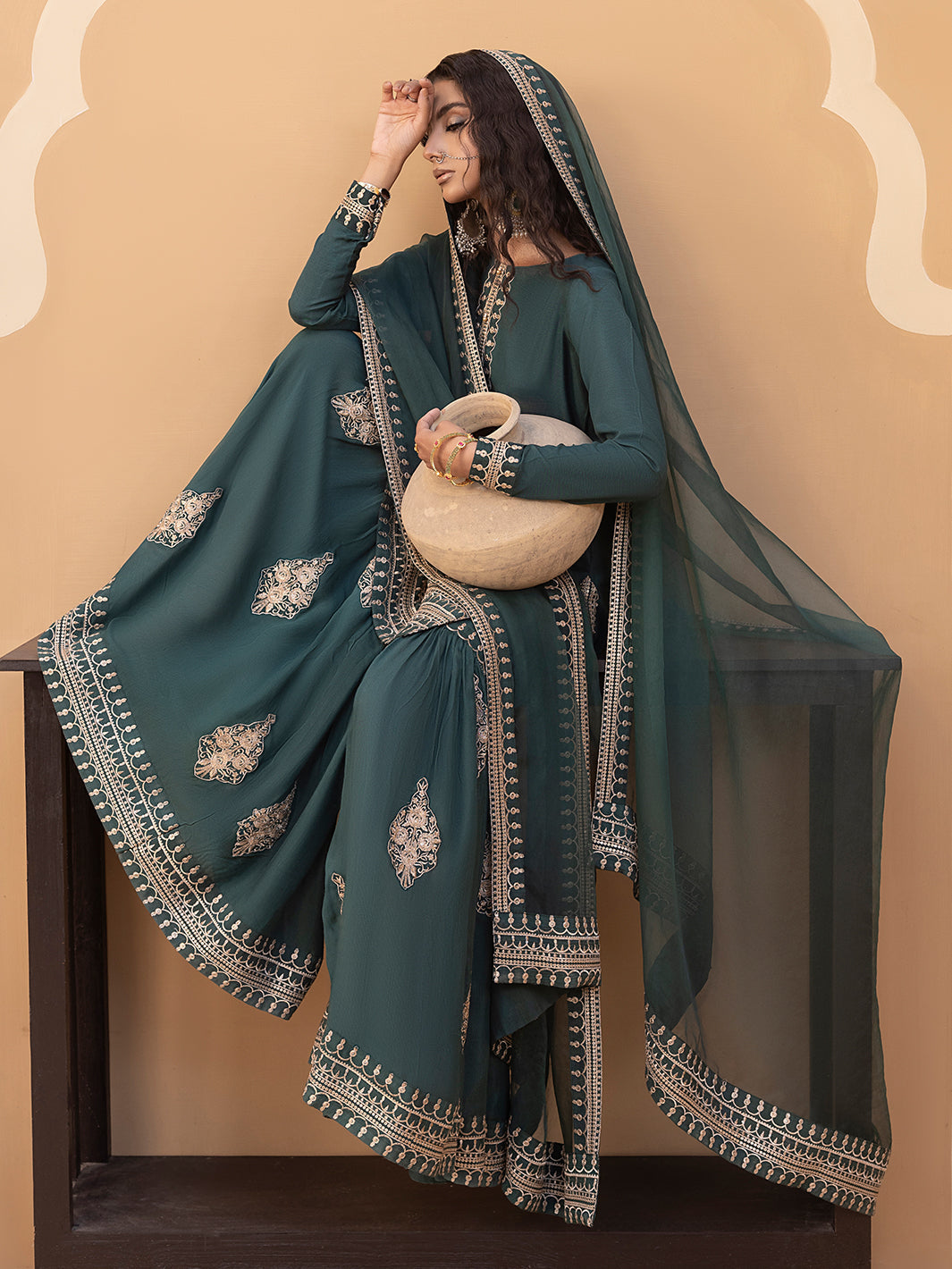 Hem Stitch | Raw Silk Edit 25 | Jasmine - by - Libasekhas UK - Registered Vendor of : Hemstitch - 100% Original Designer Dresss