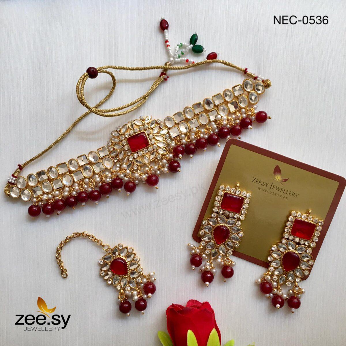 Kundan Necklace-0536 - by - Libasekhas UK - Registered Vendor of : Zeesy - 100% Original Designer Dresss