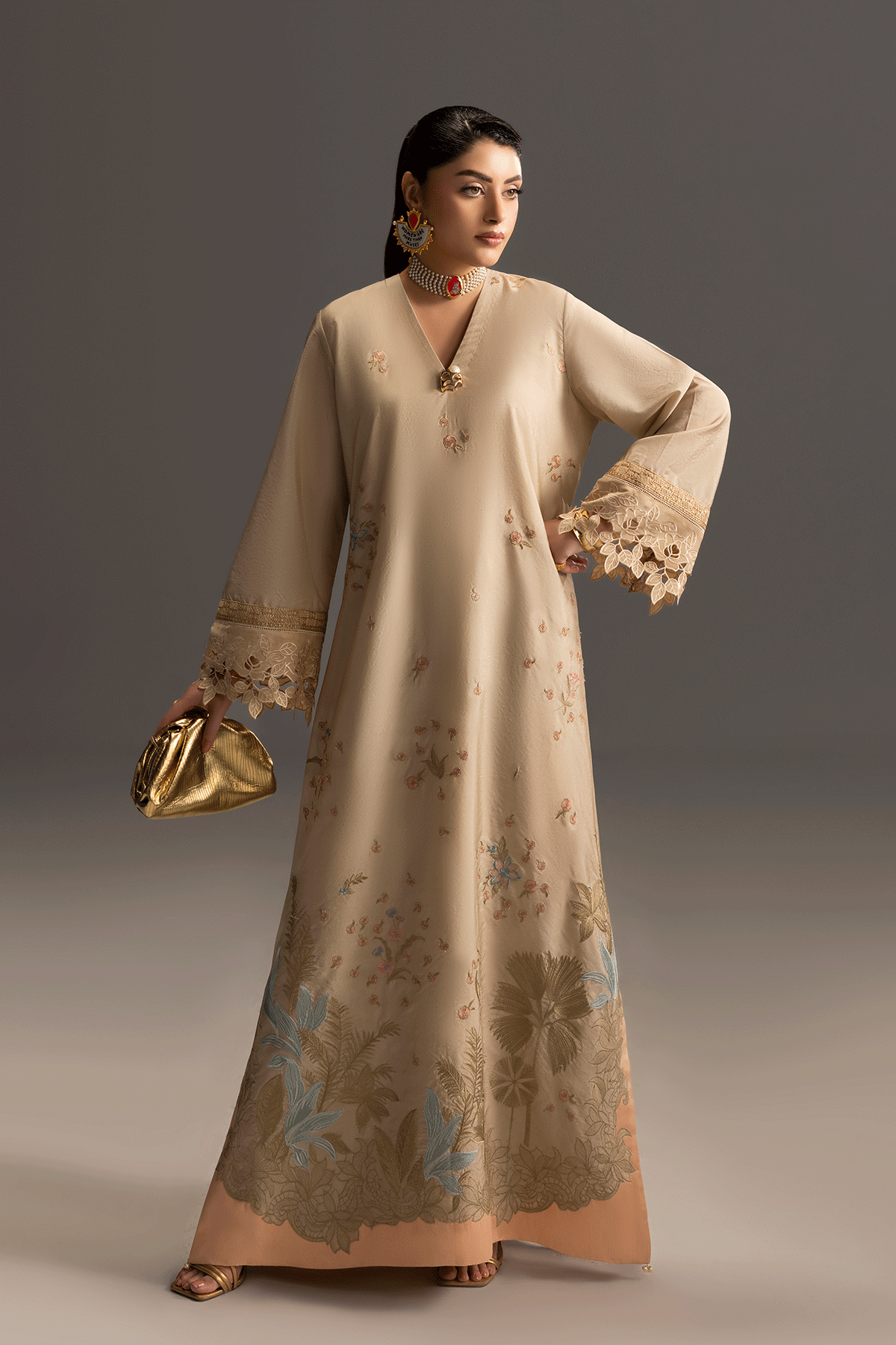 Erum Khan | Summer Whisper | Golden Crown - by Libasekhas UK - Registered Vendor of : Erum Khan - 100% Original Designer Dress