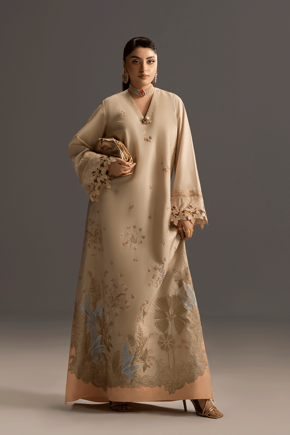 Erum Khan | Summer Whisper | Golden Crown - by Libasekhas UK - Registered Vendor of : Erum Khan - 100% Original Designer Dress
