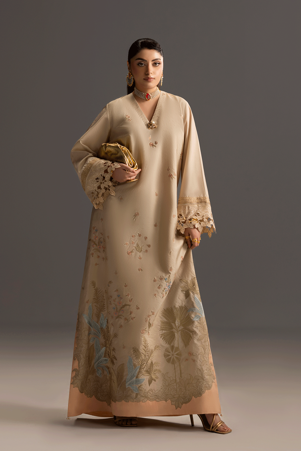 Erum Khan | Summer Whisper | Golden Crown - by Libasekhas UK - Registered Vendor of : Erum Khan - 100% Original Designer Dress